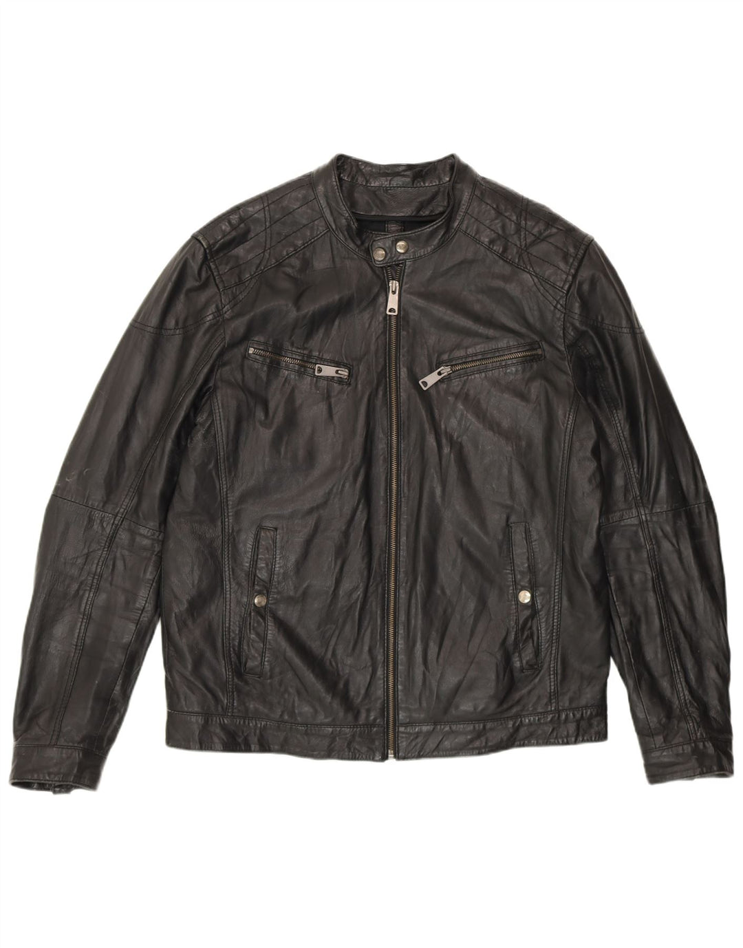 CONBIPEL Mens Leather Racer Jacket IT 52 Large Black Leather