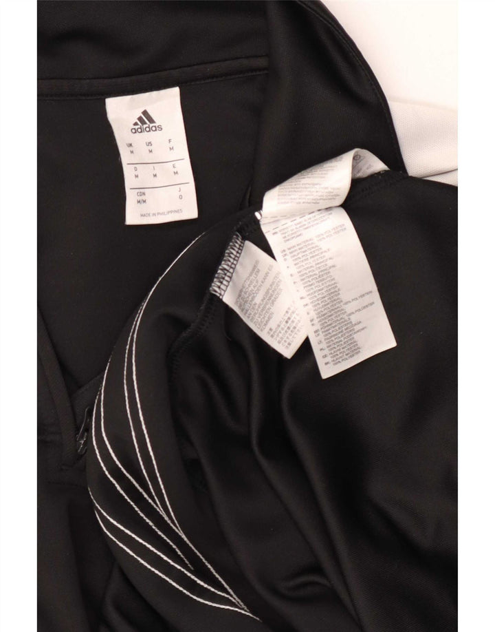 Мужской топ Adidas Climalite с воротником на молнии и длинными рукавами, средний черный, цветной блок