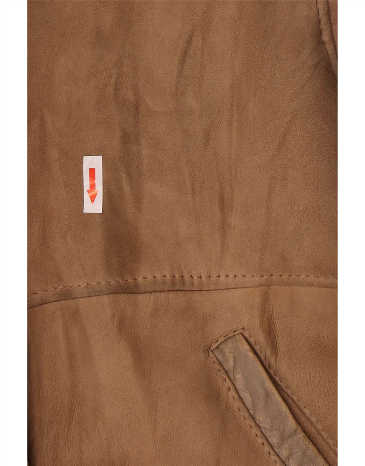 Винтажная женская короткая дубленка IT 44 Medium Beige Shearling