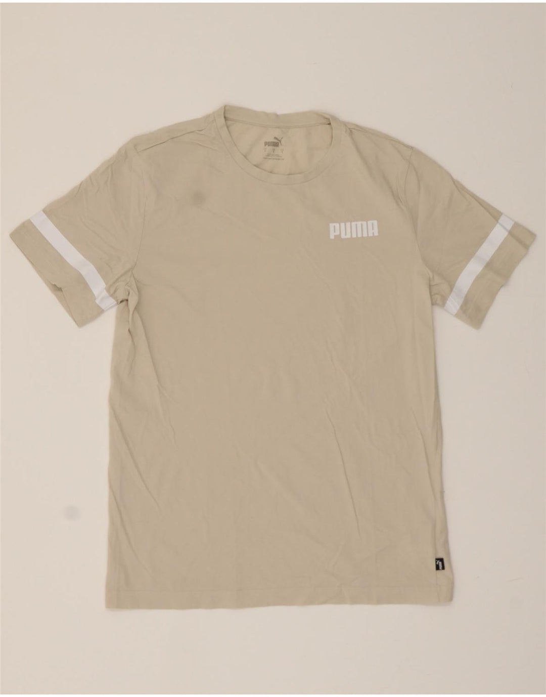 PUMA Mens Graphic T-Shirt Top Small Beige Cotton Vintage Puma and Second-Hand Puma from Messina Hembry 