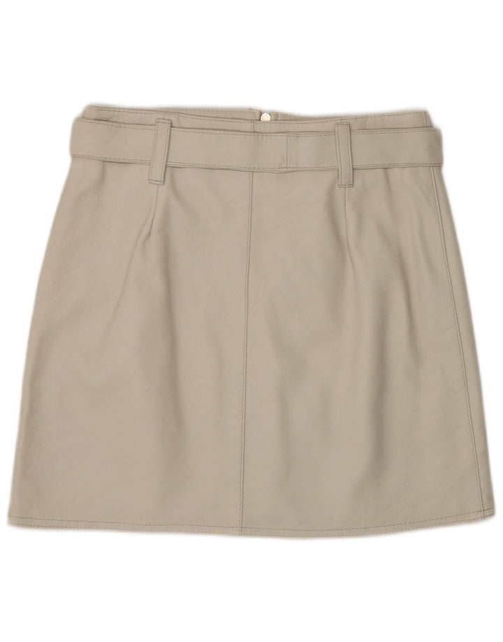 Юбка женская кожаная VINTAGE IT 44 Medium W28 Серая кожа