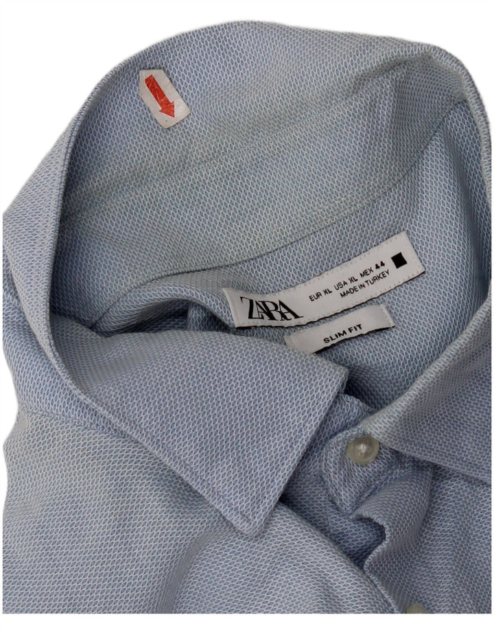 Мужская рубашка узкого кроя Zara XL, синяя