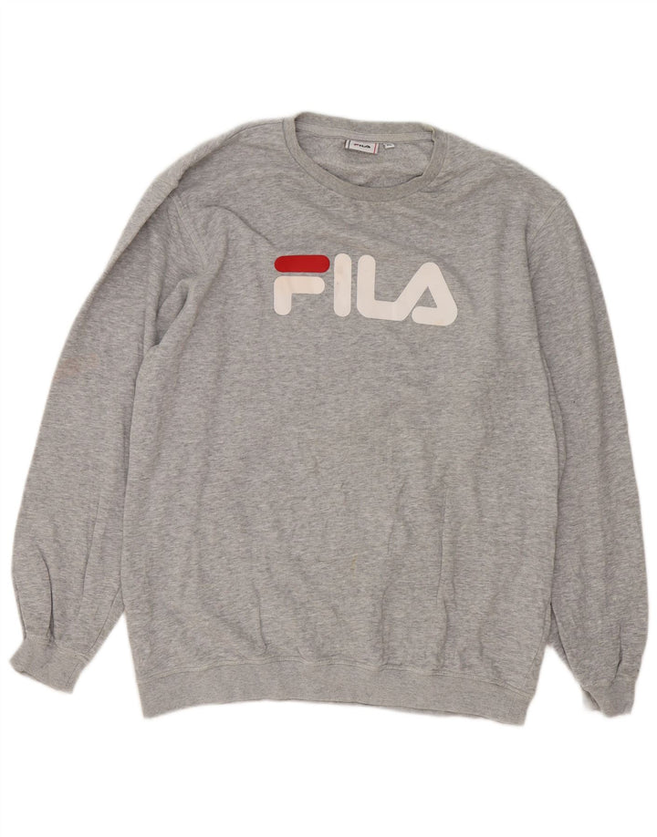 Мужской свитшот с рисунком Fila XL, серый хлопок с крапинками