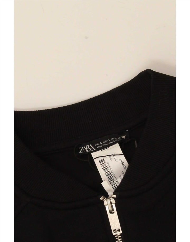 Женский бомбер Zara UK 16, большой черный хлопок