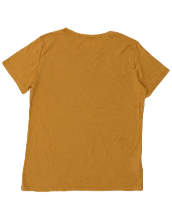 Eddie Bauer Womens T-Shirt Top UK 18 XL Yellow Cotton