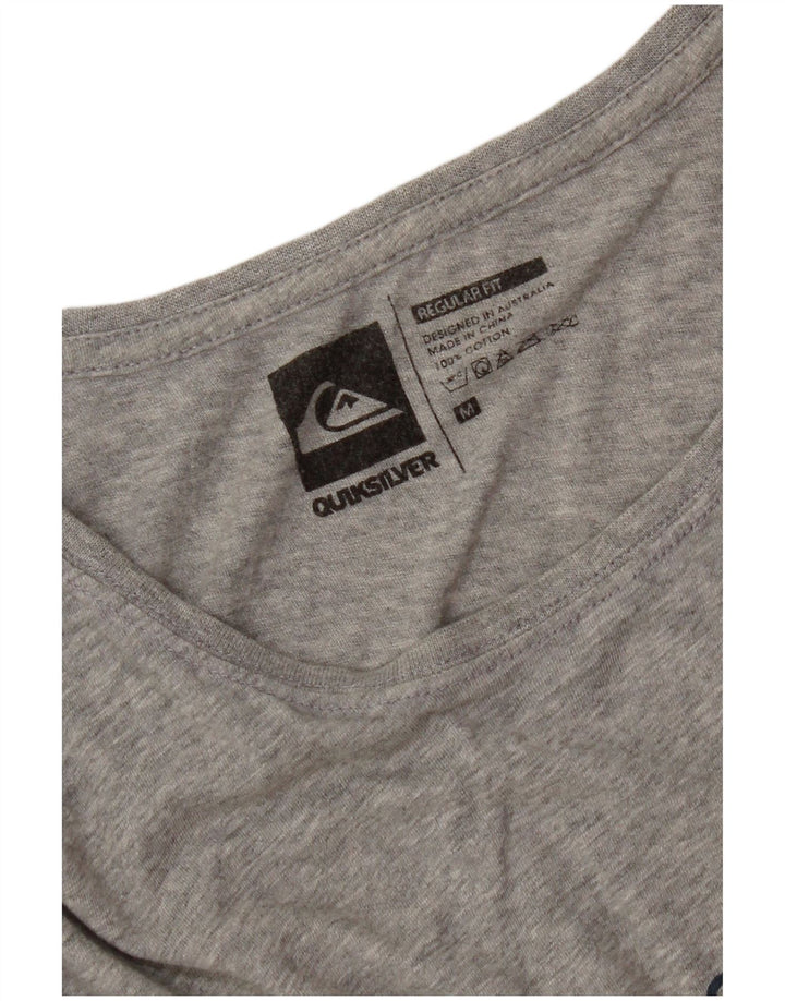 Мужская футболка с рисунком Quiksilver стандартного кроя, хлопковый топ среднего серого цвета