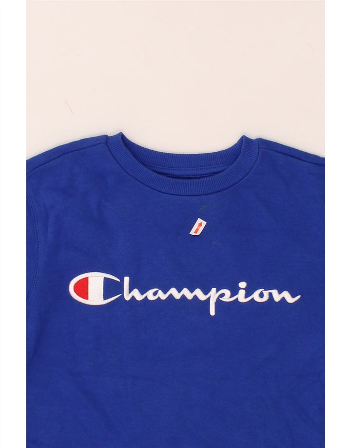 CHAMPION Boys Graphic Sweatshirt Jumper 7-8 Years Small  Blue Cotton Vintage Champion and Second-Hand Champion from Messina Hembry 