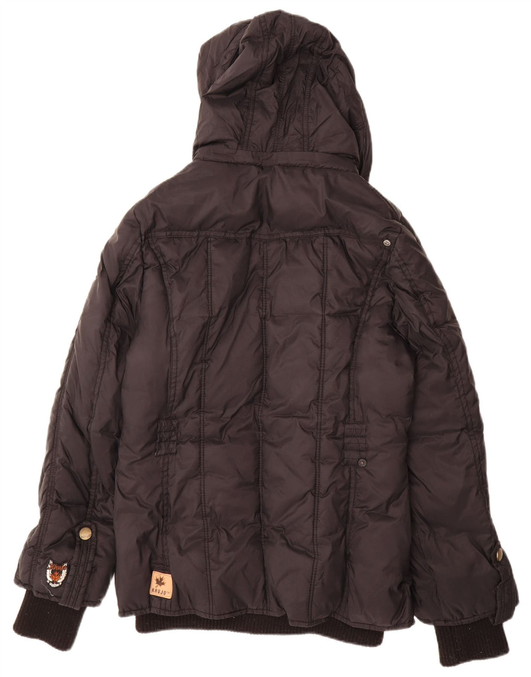 KHUJO Женская стеганая куртка с капюшоном UK 16, большой черный нейлон