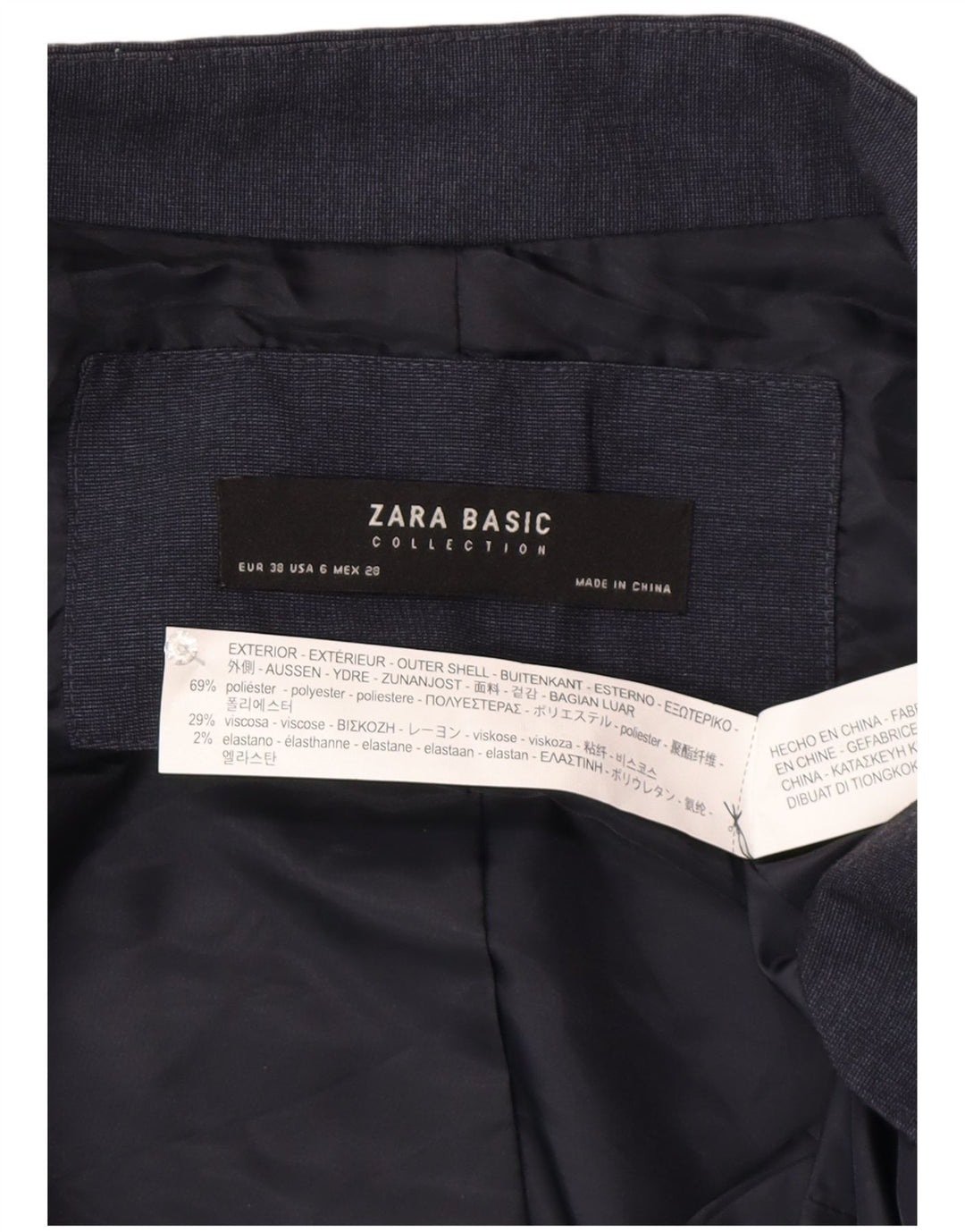 Женский пиджак на 1 пуговице Zara EU 38, маленький темно-синий полиэстер