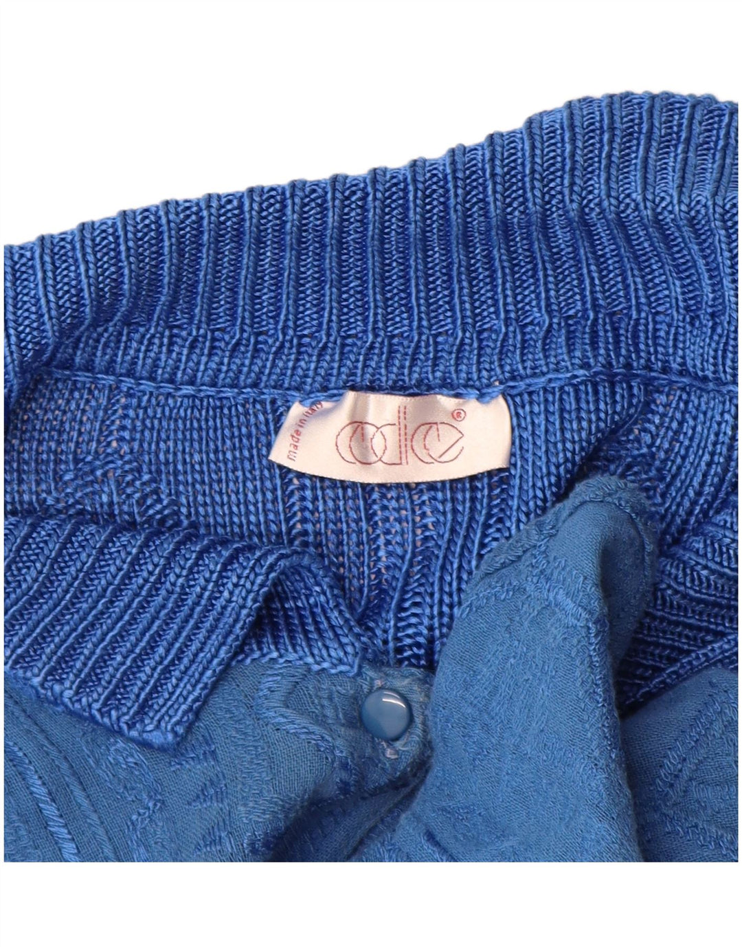 Винтажный женский кардиган-свитер IT 44, средний синий с геометрическим узором, вискоза