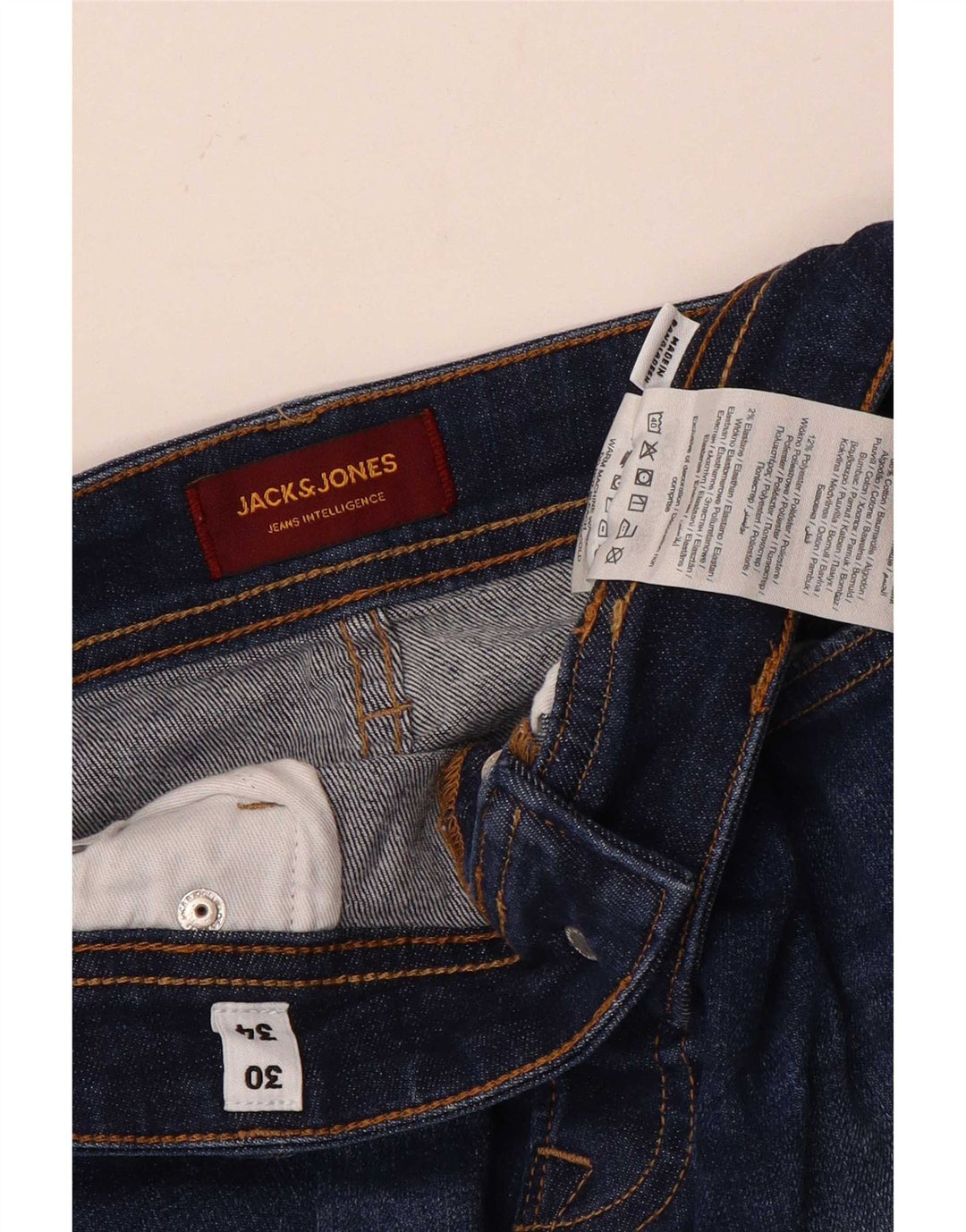 Мужские узкие джинсы Jack & Jones W30 L34 синие, хлопок