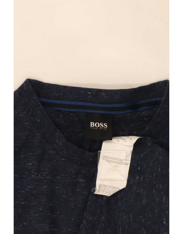 Мужская футболка Hugo Boss Top Medium Темно-синяя в крапинку из хлопка