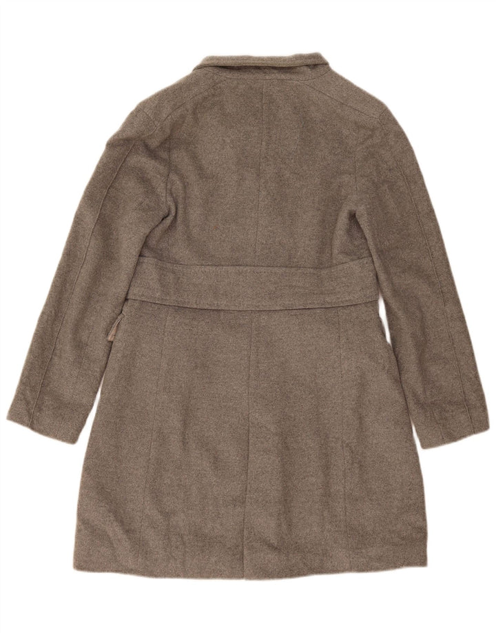 Женское двубортное пальто Zara UK 14, шерсть среднего серого цвета