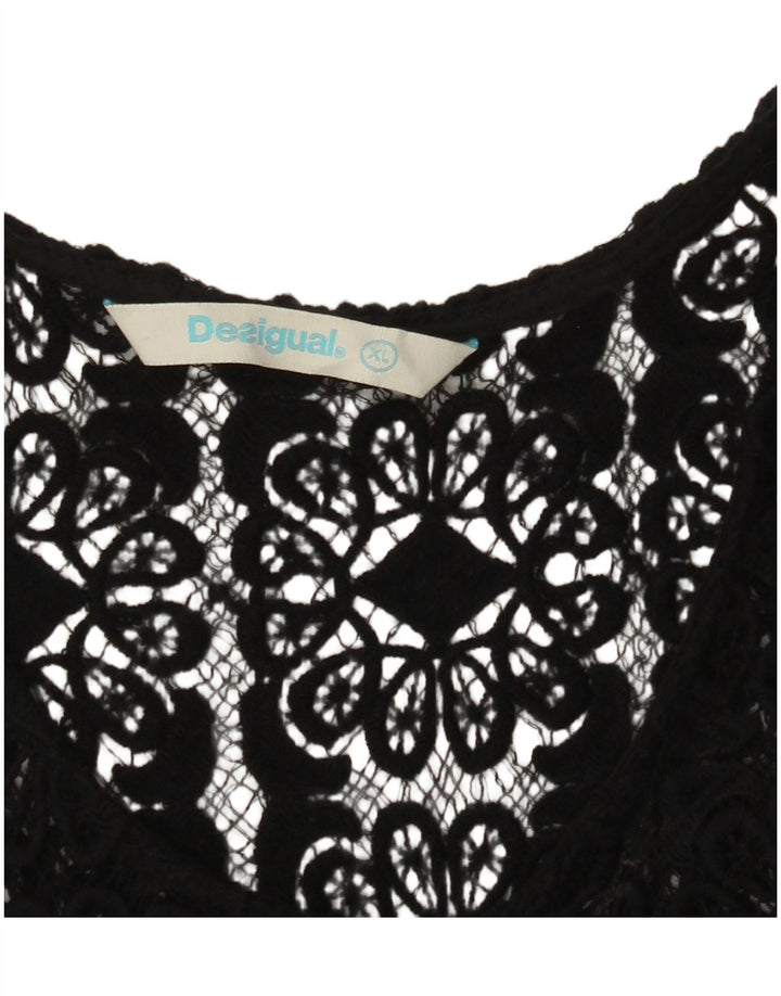 DESIGUAL Женская блузка без рукавов с графическим рисунком UK 18 XL Серый Пейсли