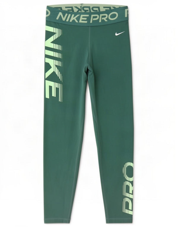 Женские укороченные леггинсы с рисунком Nike Dri Fit UK 8, маленький зеленый полиэстер