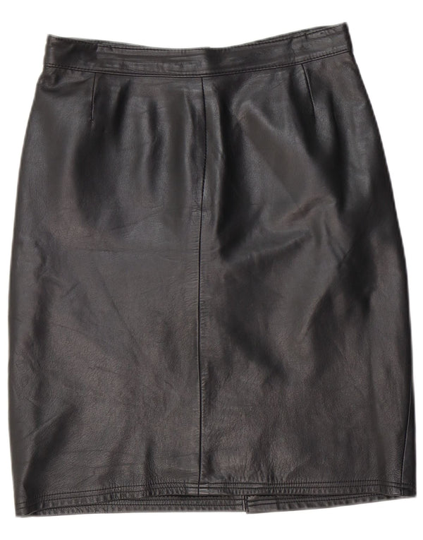 Юбка женская кожаная VINTAGE IT 44 Medium W28 Черная кожа