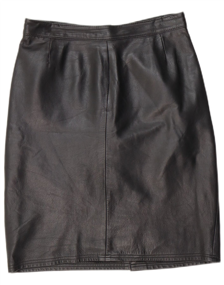 Юбка женская кожаная VINTAGE IT 44 Medium W28 Черная кожа