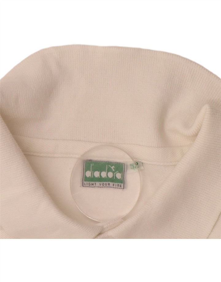 DIADORA Mens Polo Shirt IT 52 Large White Cotton