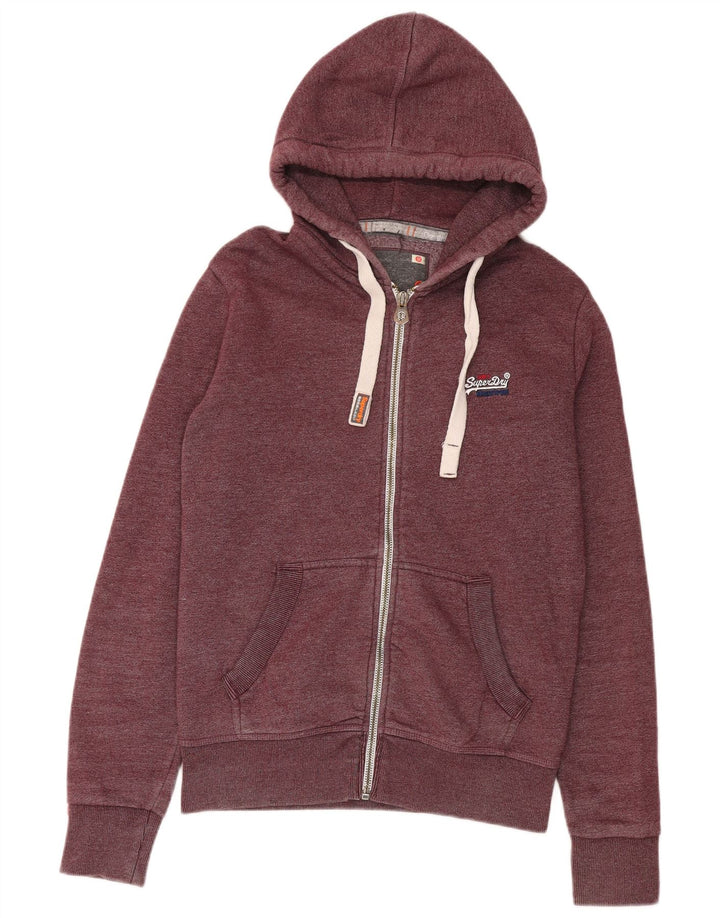 Мужской свитер с капюшоном на молнии Superdry среднего размера, темно-бордовый, в крапинку, хлопок