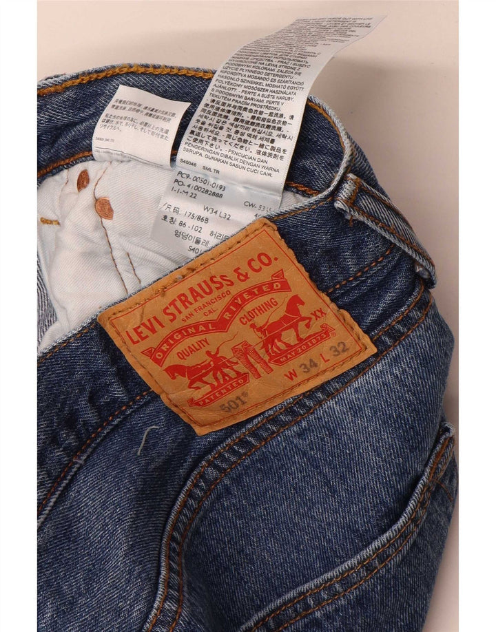 Мужские прямые джинсы Levi's 501 W34 L32 синие, хлопок