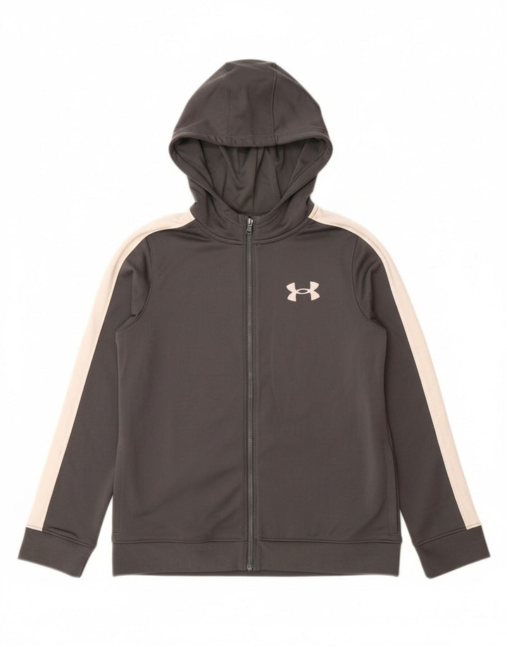 Свитер с капюшоном на молнии для мальчиков UNDER ARMOR, 9–10 лет, средний серый цвет с цветными блоками