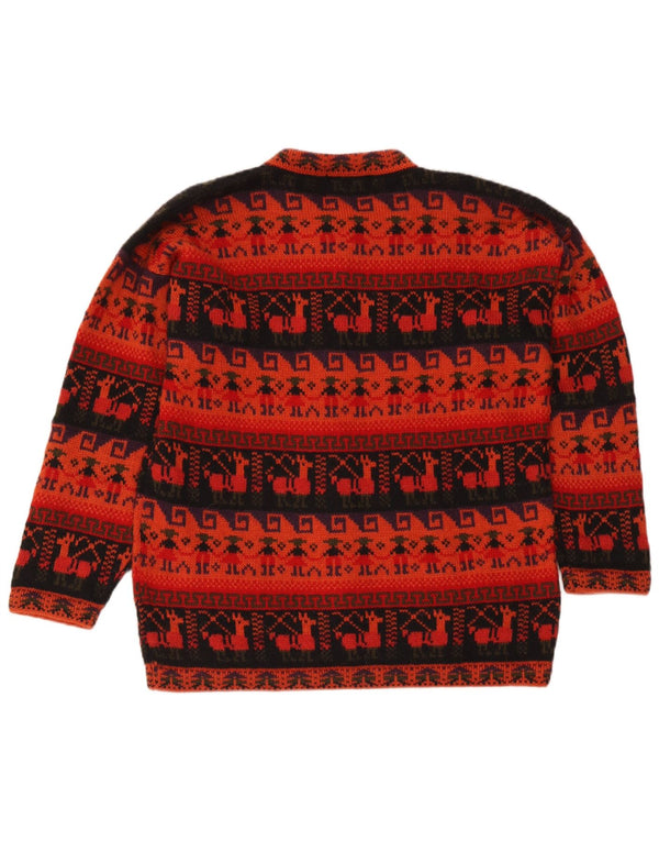 Женский кардиган Artesanias, Великобритания, 16, большой красный, Fair Isle Aztec