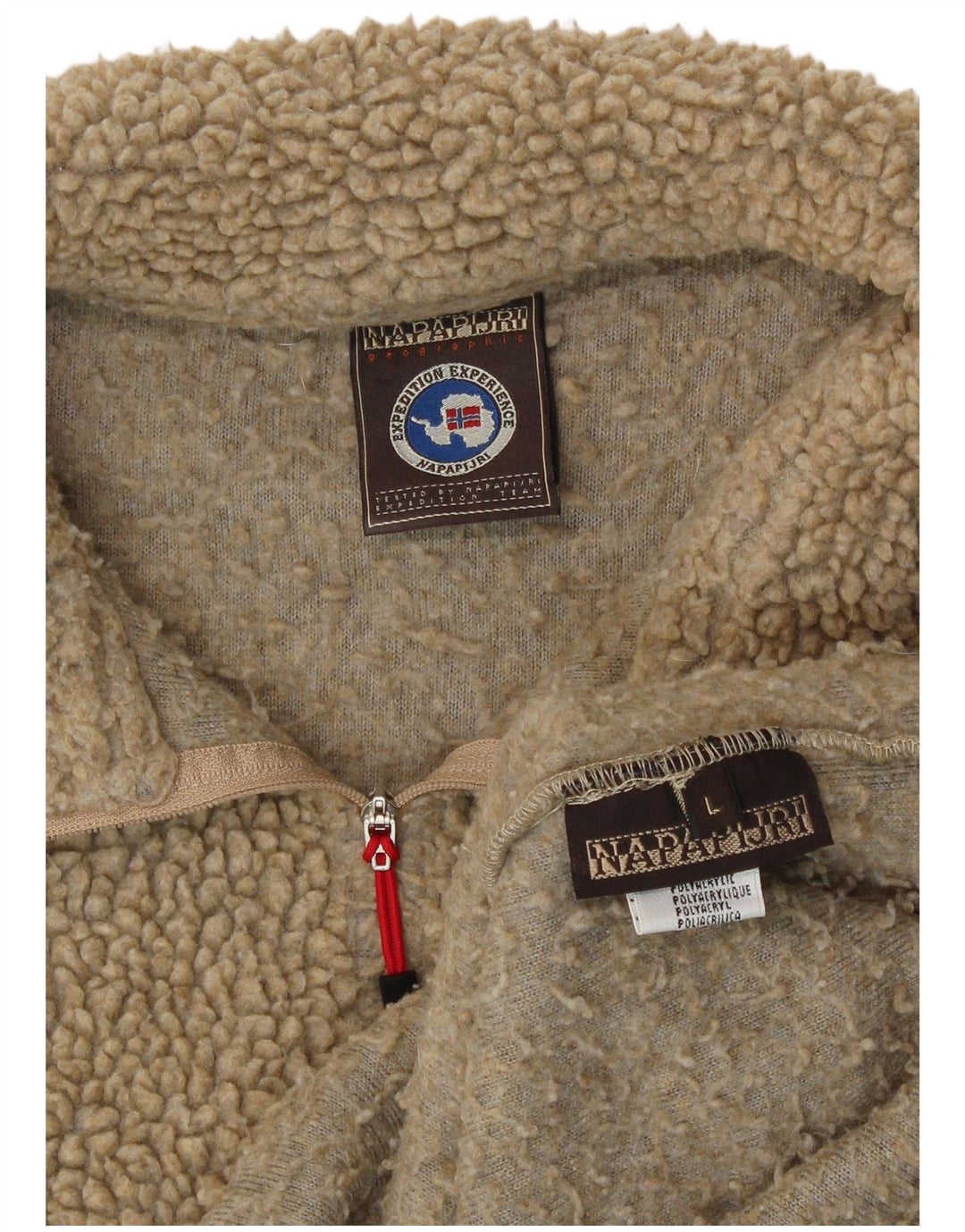 Napapijri Женский флисовый джемпер на молнии с рисунком, большой бежевый полиакрил