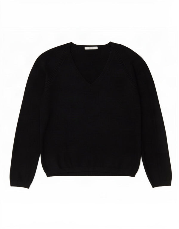 Marks & Spencer Womens V-Neck Jumper Sweater UK 12 Medium Black