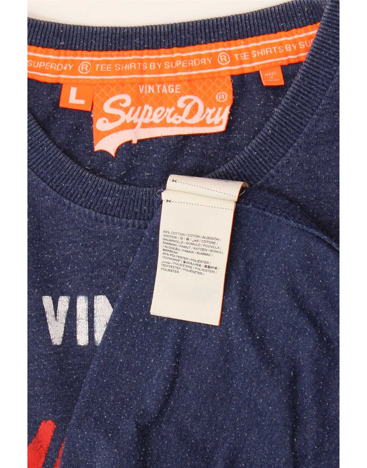 Мужская футболка с рисунком Superdry, большой синий хлопок