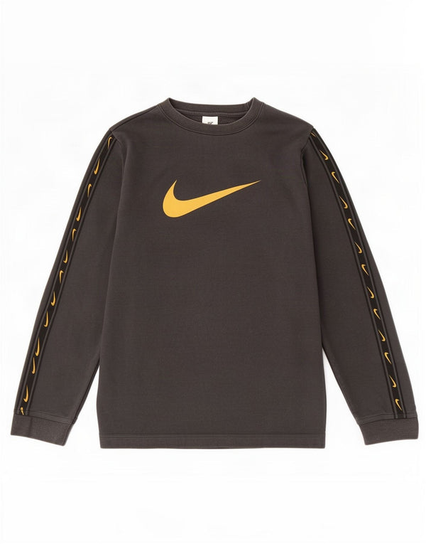 Джемпер с рисунком Nike для мальчиков 13–14 лет, размер XL, черный хлопок с цветными блоками