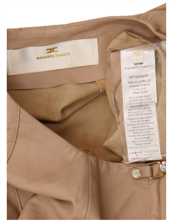 ELISABETTA FRANCHI Женское кожаное платье IT 42 Medium Beige Leather