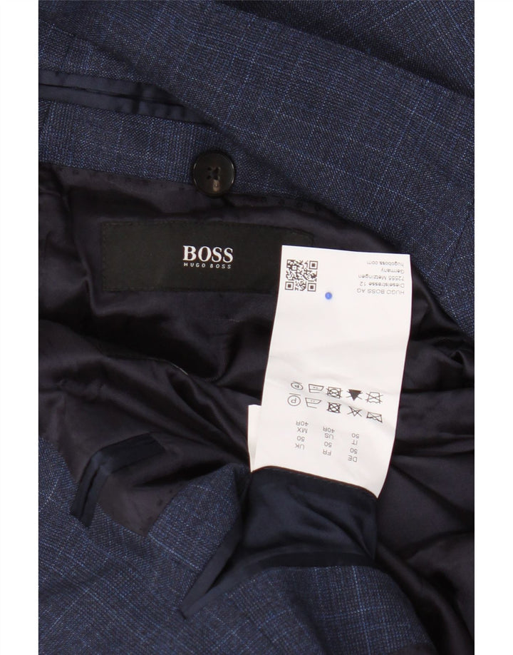 Мужской пиджак с 2 пуговицами Hugo Boss EU 50, большой темно-синий в клетку