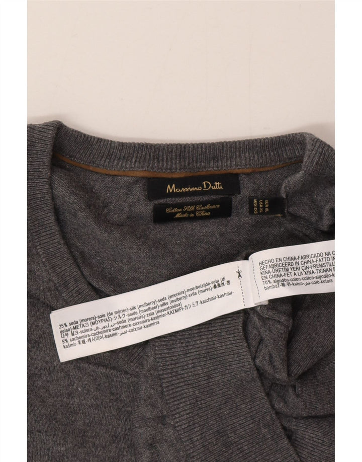 Мужской джемпер с v-образным вырезом Massimo Dutti XL, серый хлопок