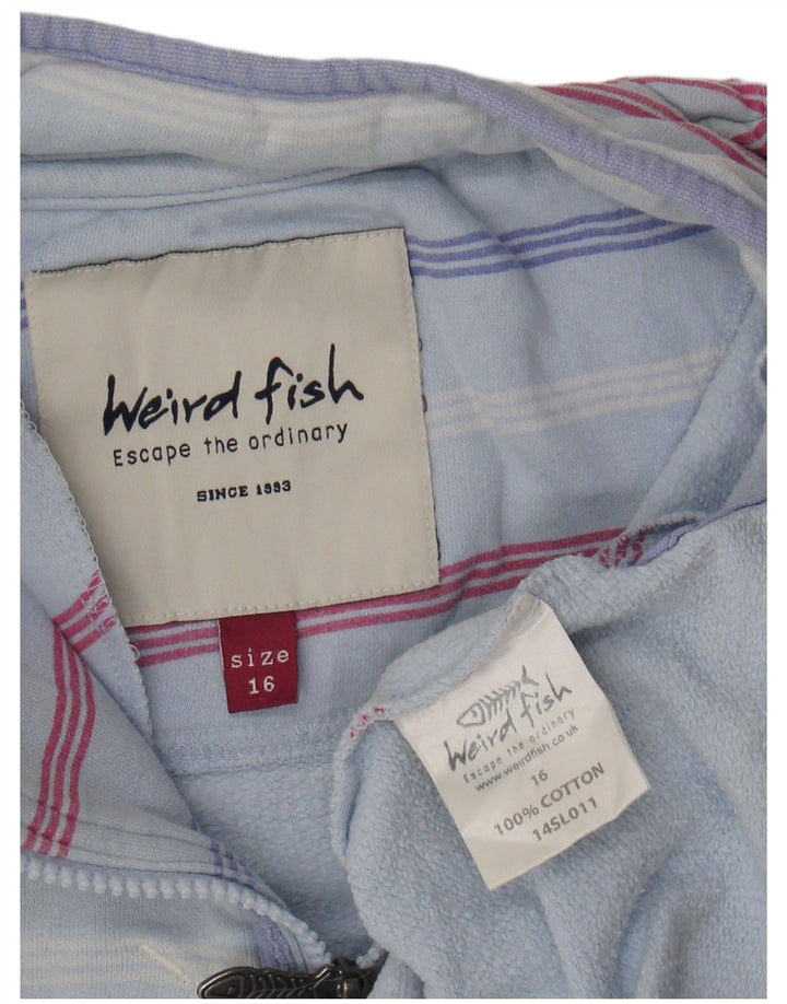 WEIRD FISH Womens Oversized Sweatshirt Jumper UK 16 Large Blue Striped