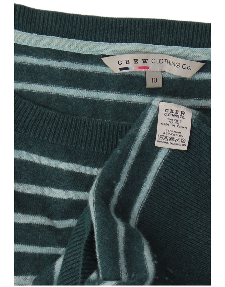 CREW CLOTHING Женский джемпер с длинными рукавами, UK 10, маленький зеленый в полоску