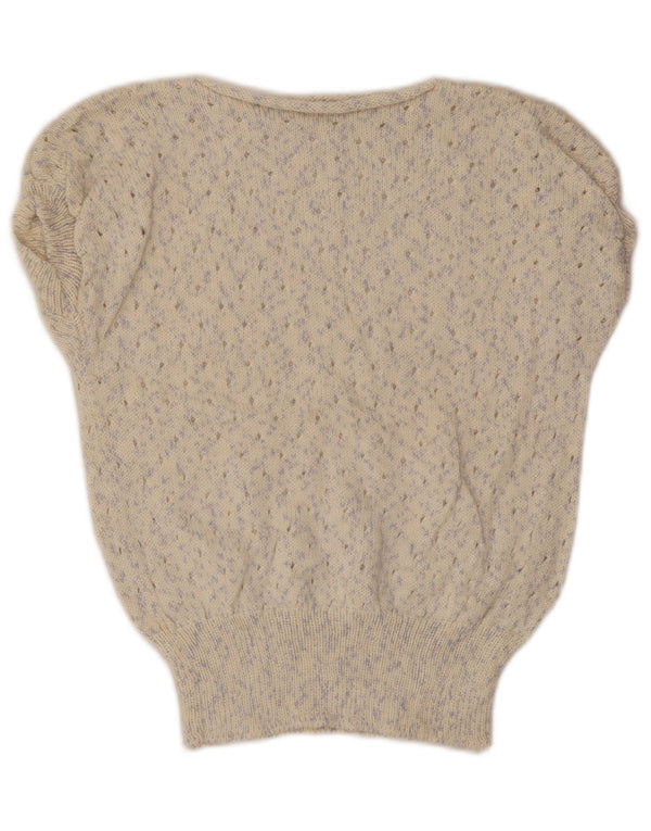 Винтажная женская майка-майка UK 14 Medium Off White Flecked