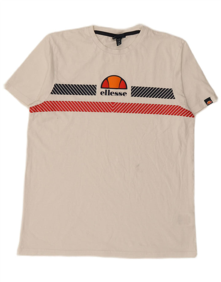 ELLESSE Мужская футболка с рисунком Топ среднего размера, белый хлопок