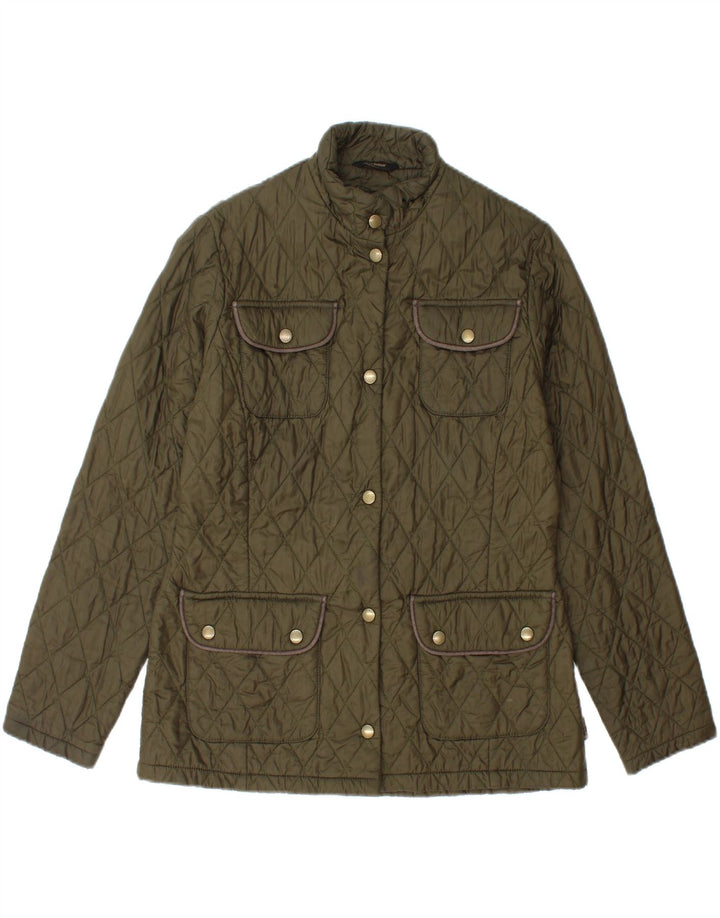 BARBOUR Womens Quilted Jacket UK 12 Medium Khaki Vintage Barbour and Second-Hand Barbour from Messina Hembry 