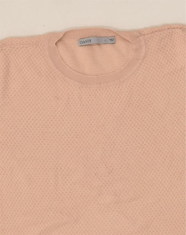 OASIS Womens Short Sleeve Blouse Top UK 14 Large Pink Cotton | Vintage Oasis | Thrift | Second-Hand Oasis | Used Clothing | Messina Hembry 
