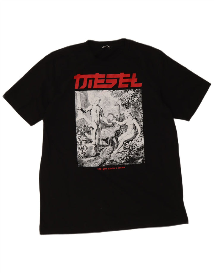 Мужская футболка с рисунком Diesel, большая черная хлопковая рубашка