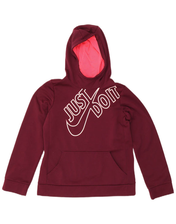 Джемпер с капюшоном Nike Dri Fit для девочек 13–14 лет, бордовый полиэстер, размер XL