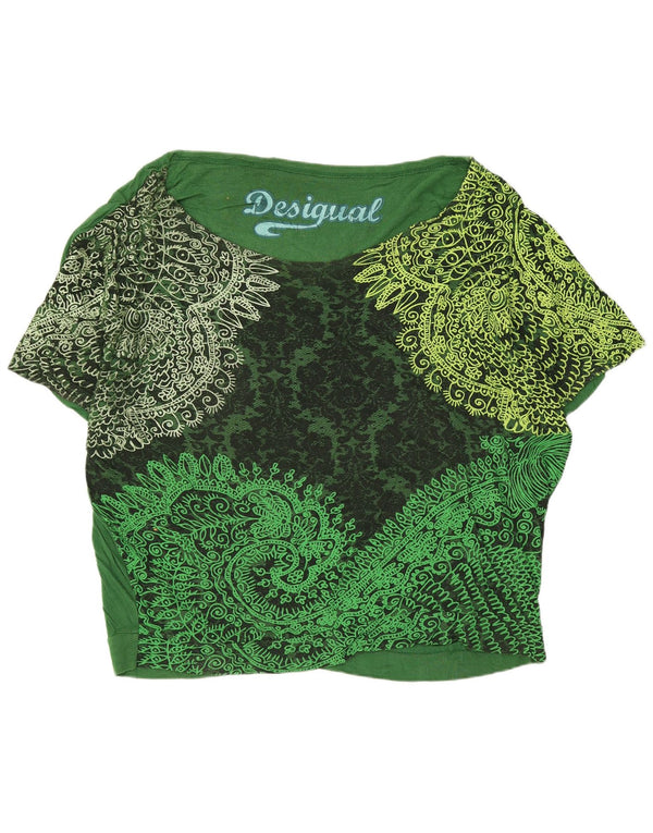Женская блузка оверсайз Desigual Top UK 16, большая зеленая вискоза с узором пейсли