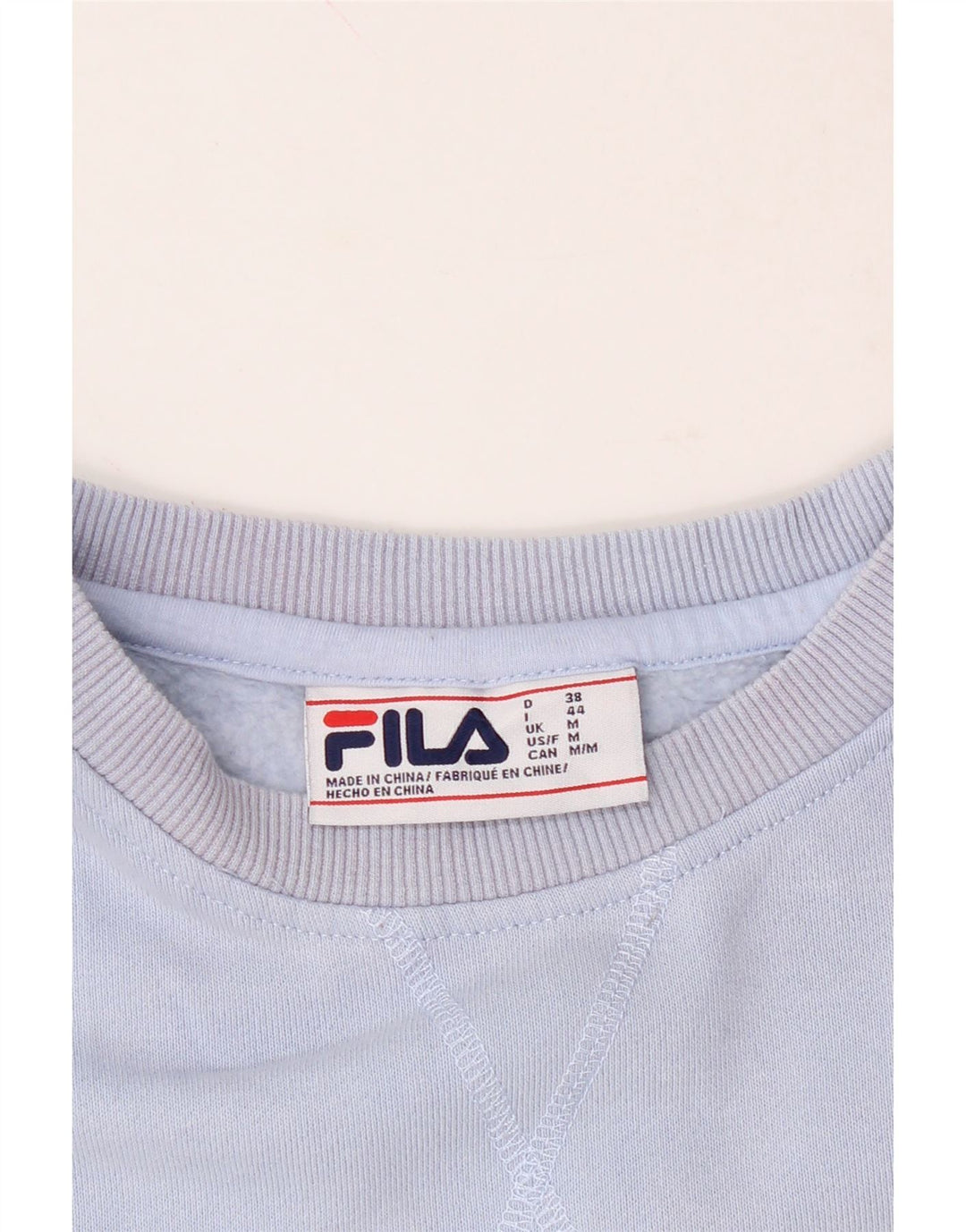 FILA Womens Graphic Sweatshirt Jumper UK 14 Medium Blue Cotton Vintage Fila and Second-Hand Fila from Messina Hembry 