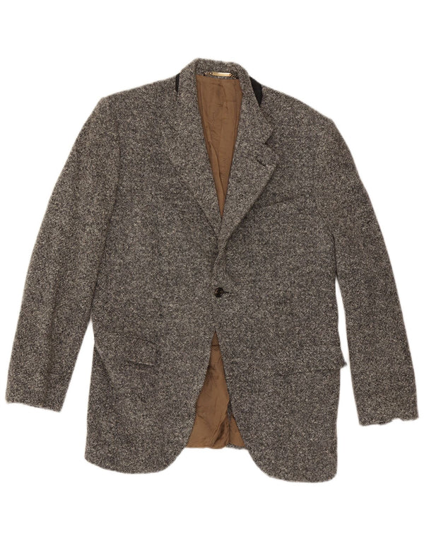 Мужской пиджак на 1 пуговице Dolce & Gabbana IT 52 XL, серый, шерстяной в крапинку