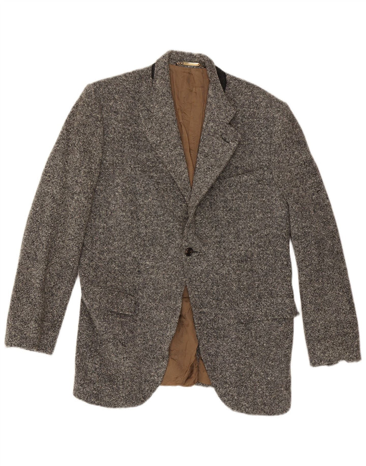 Мужской пиджак на 1 пуговице Dolce & Gabbana IT 52 XL, серый, шерстяной в крапинку