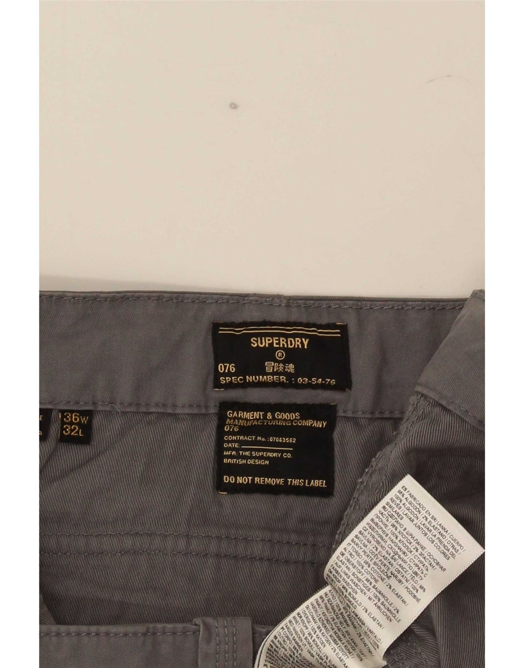 Мужские узкие брюки-карго Superdry W36 L32, серый хлопок