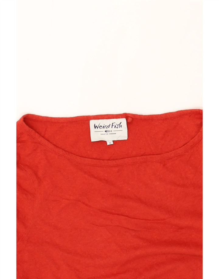 WEIRD FISH Womens Top Long Sleeve UK 12 Medium Red Cotton Vintage Weird Fish and Second-Hand Weird Fish from Messina Hembry 
