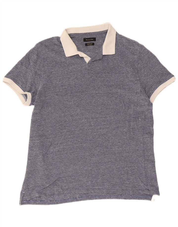 Мужская рубашка-поло для регби Massimo Dutti, большая синяя хлопковая