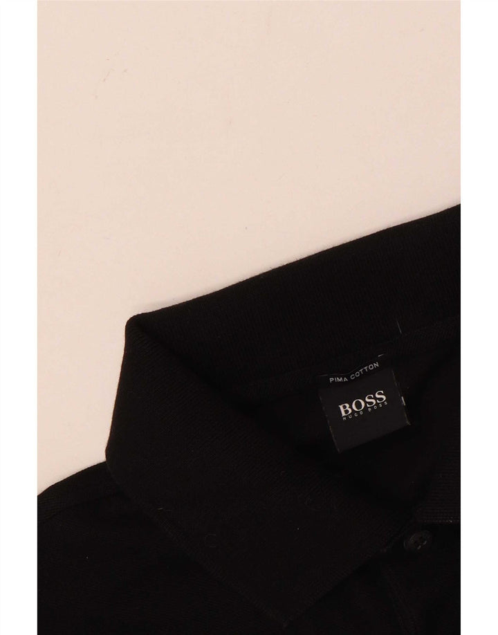 Мужская рубашка поло Hugo Boss, средний черный хлопок