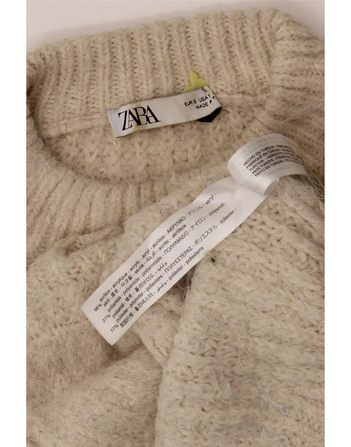 ZARA Womens Oversized Crew Neck Jumper Sweater UK 10 Small Off White Vintage Zara and Second-Hand Zara from Messina Hembry 